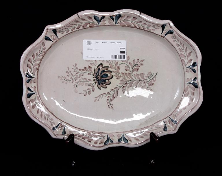 FAT, fajans, Kristiania, 1923.