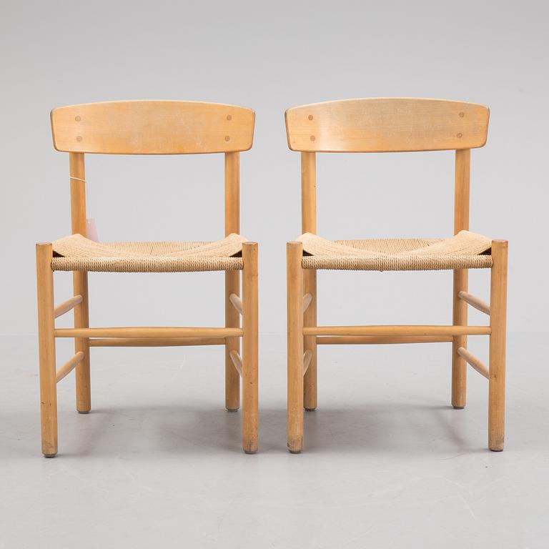BØRGE MOGENSEN, two beech 'J39' chairs, Denmark.