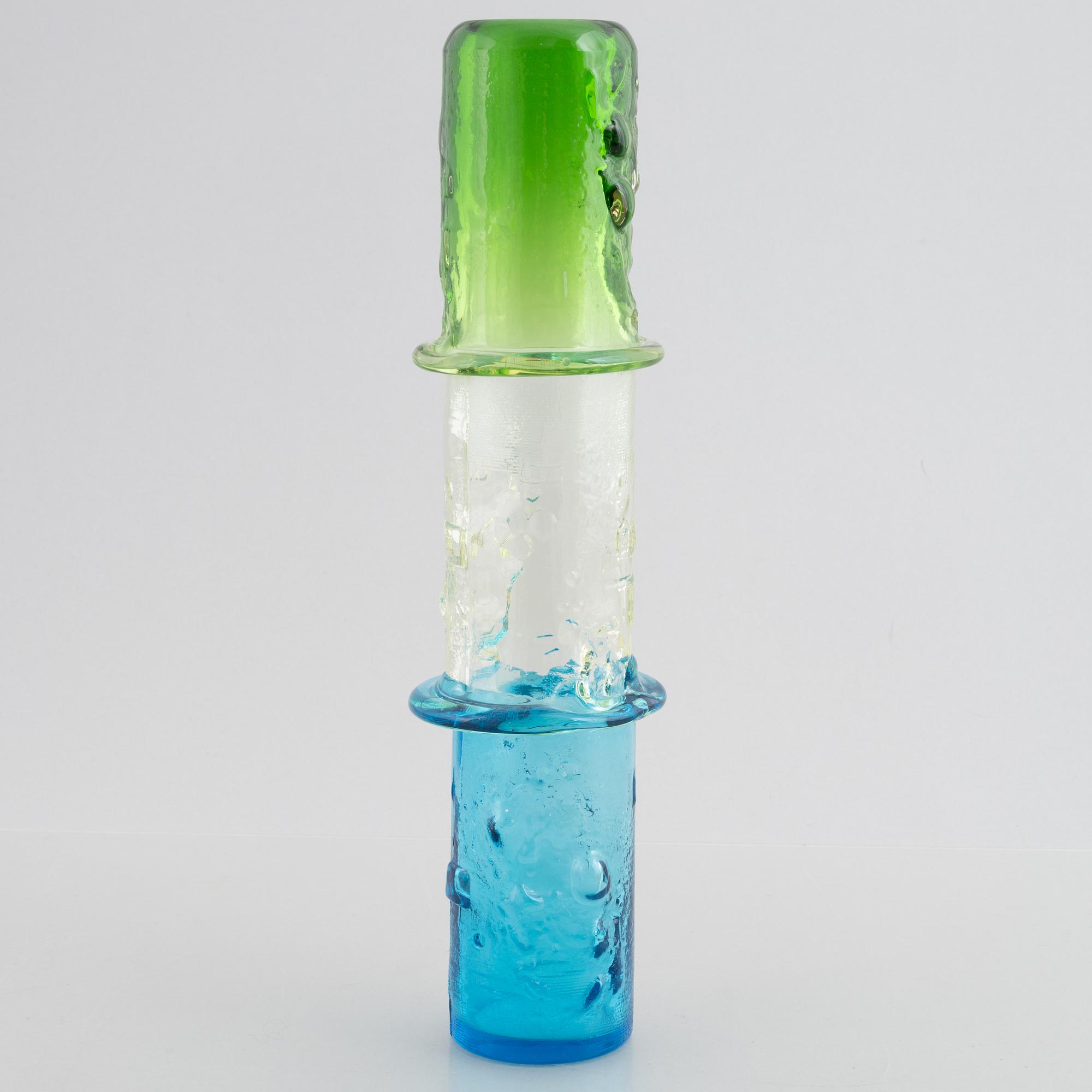 Oiva Toikka, vase, glass, "Bamboo", Nuutajärvi Notsjö, Finland.