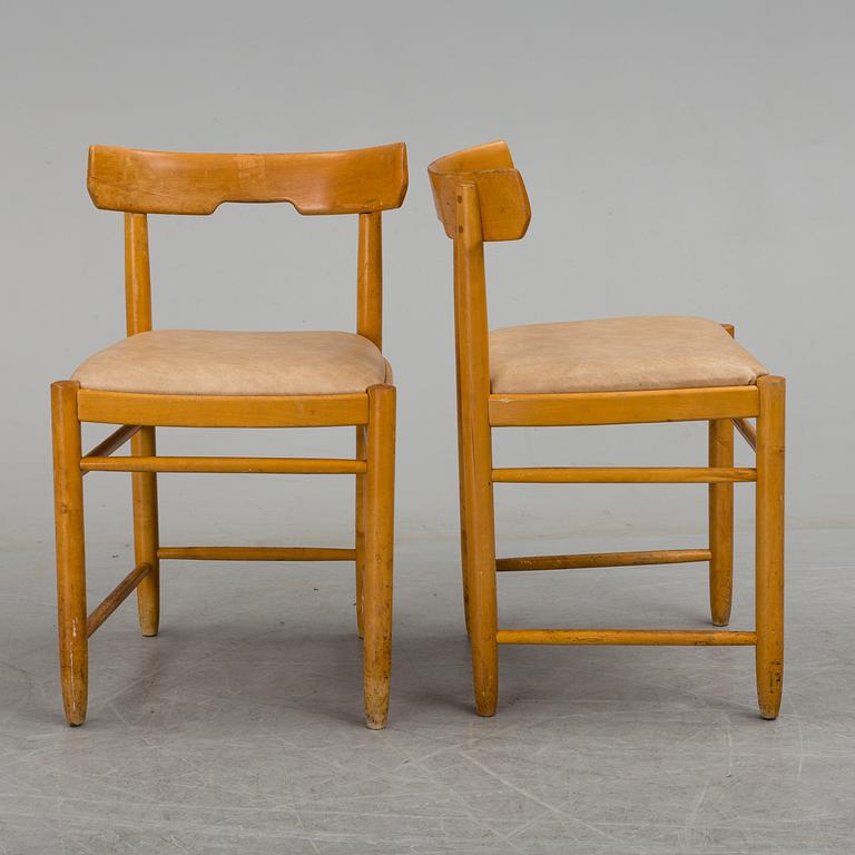 A set of seven birch chairs, mid 19th century.