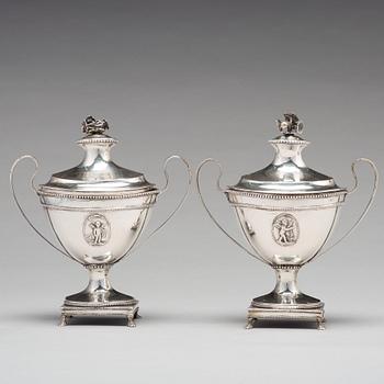 A pair of Swedish 18th century silver sugar-bowl, makers mark of Johan Fagerberg, Karlskrona 1789.