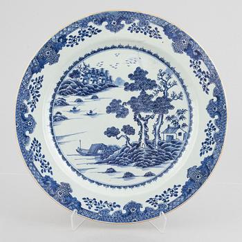 A large blue and white charger, Qing dynasty, Qianlong (1736-95).