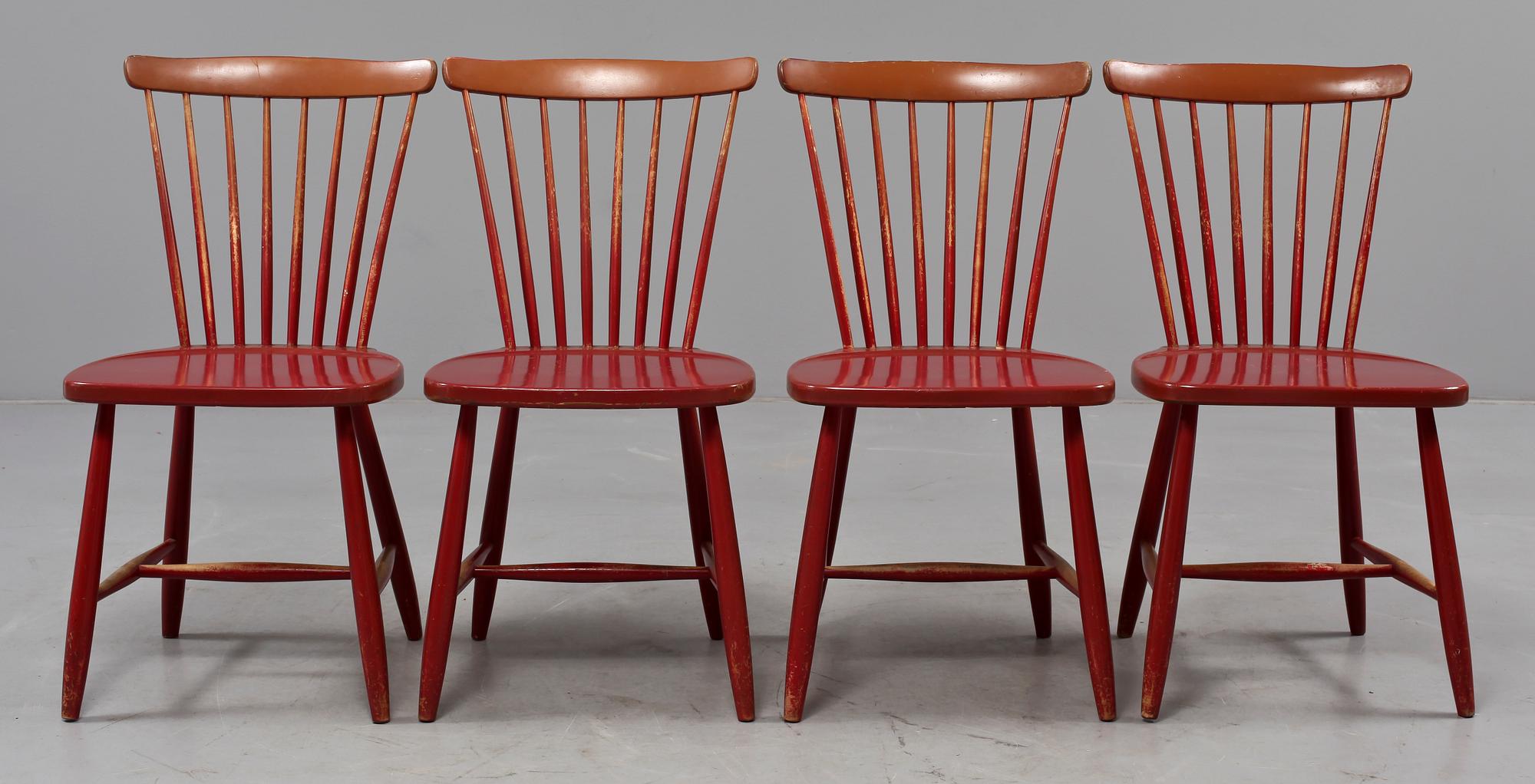 STOLAR, 4 st, "Haga 210", Sven Erik Fryklund, Hagafors Stolfabrik AB, omkring 1950.