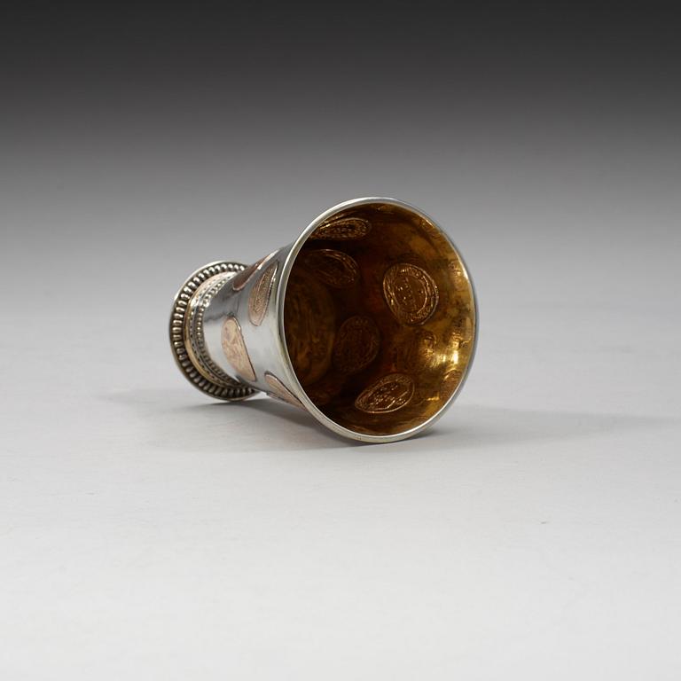 A Swedish 18th century parcel-gilt beaker, unmarked.