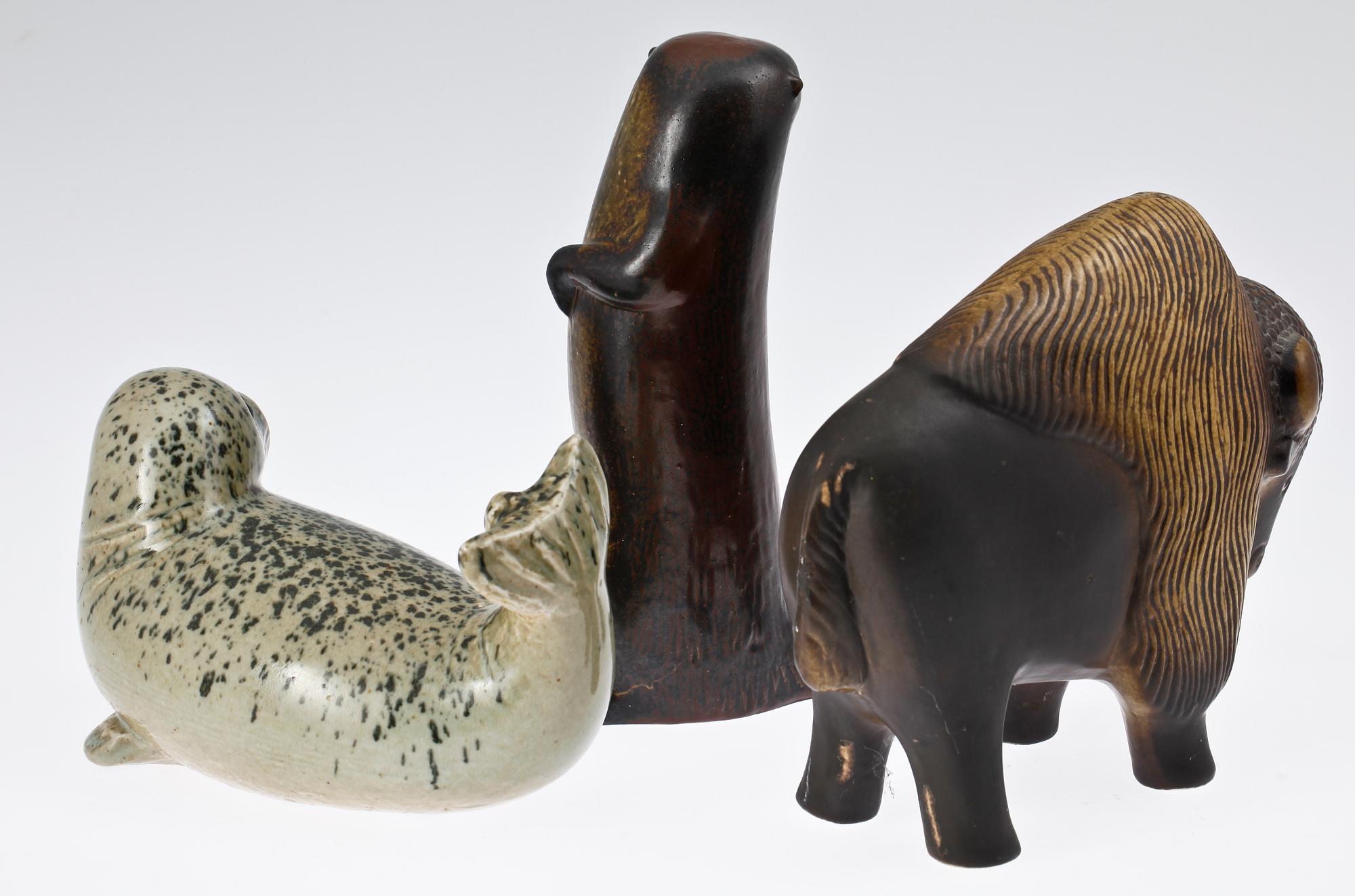 FIGURINER, 3 st, keramik, Lisa Larson Gustavsberg.