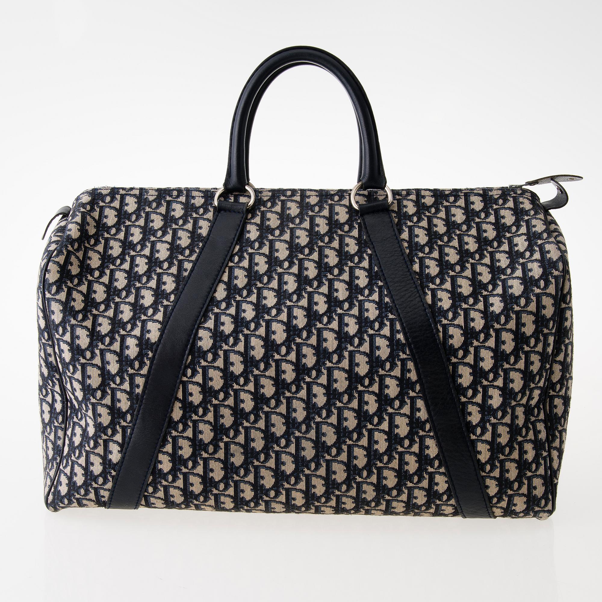 CHRISTIAN DIOR Vintage Blue Logo Travel Bag.