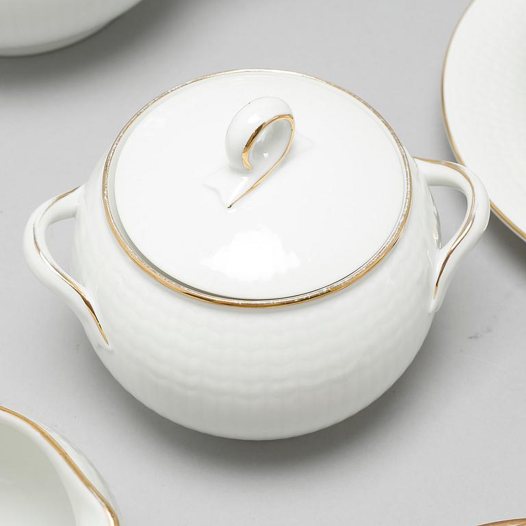 33 pieces of porcelain tableware by Louise Adelborg for Lidköping and Rörstrand, model "Swedish Grace", 20th century.