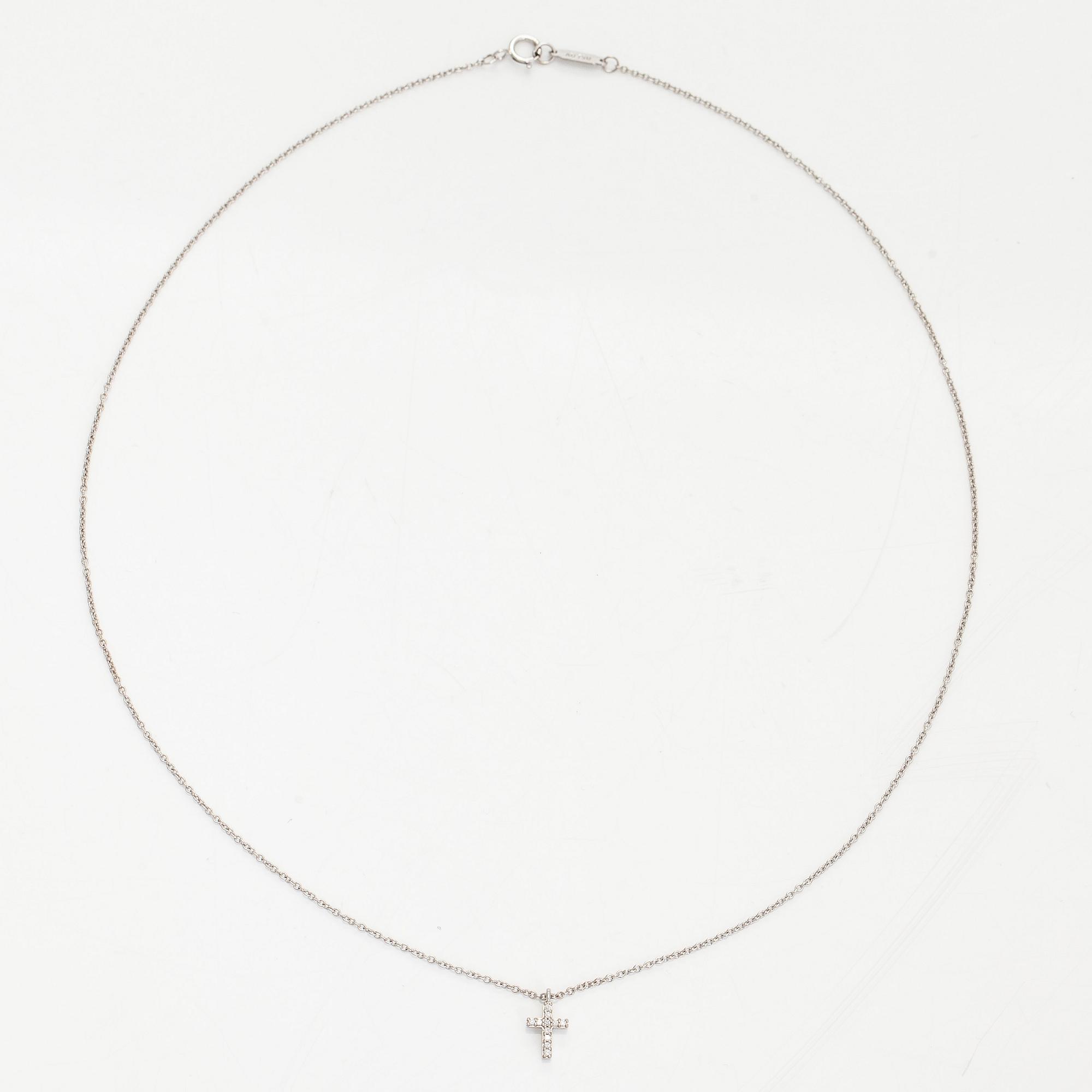 Tiffany & Co, halsband "Metro Cross", 18K vitguld och diamanter.