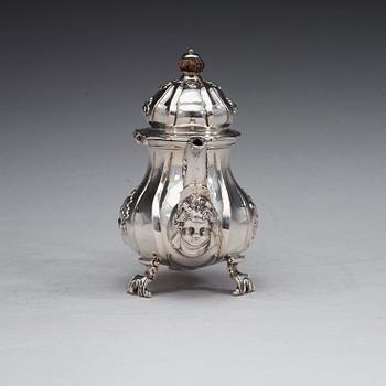 A Danish 18th century silver miniature tea-pot, marks of Jens Kjeldsen Sommerfeldt, Aalborg (1726-1767).