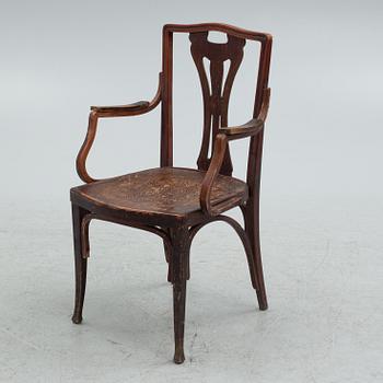 J & J Kohn, an Art Nouveau armchair, Austria, early 20th Century.