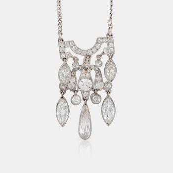 778. A marquise-, pear- and brilliant-cut diamond necklace. Total carat weight circa 3.00 cts.