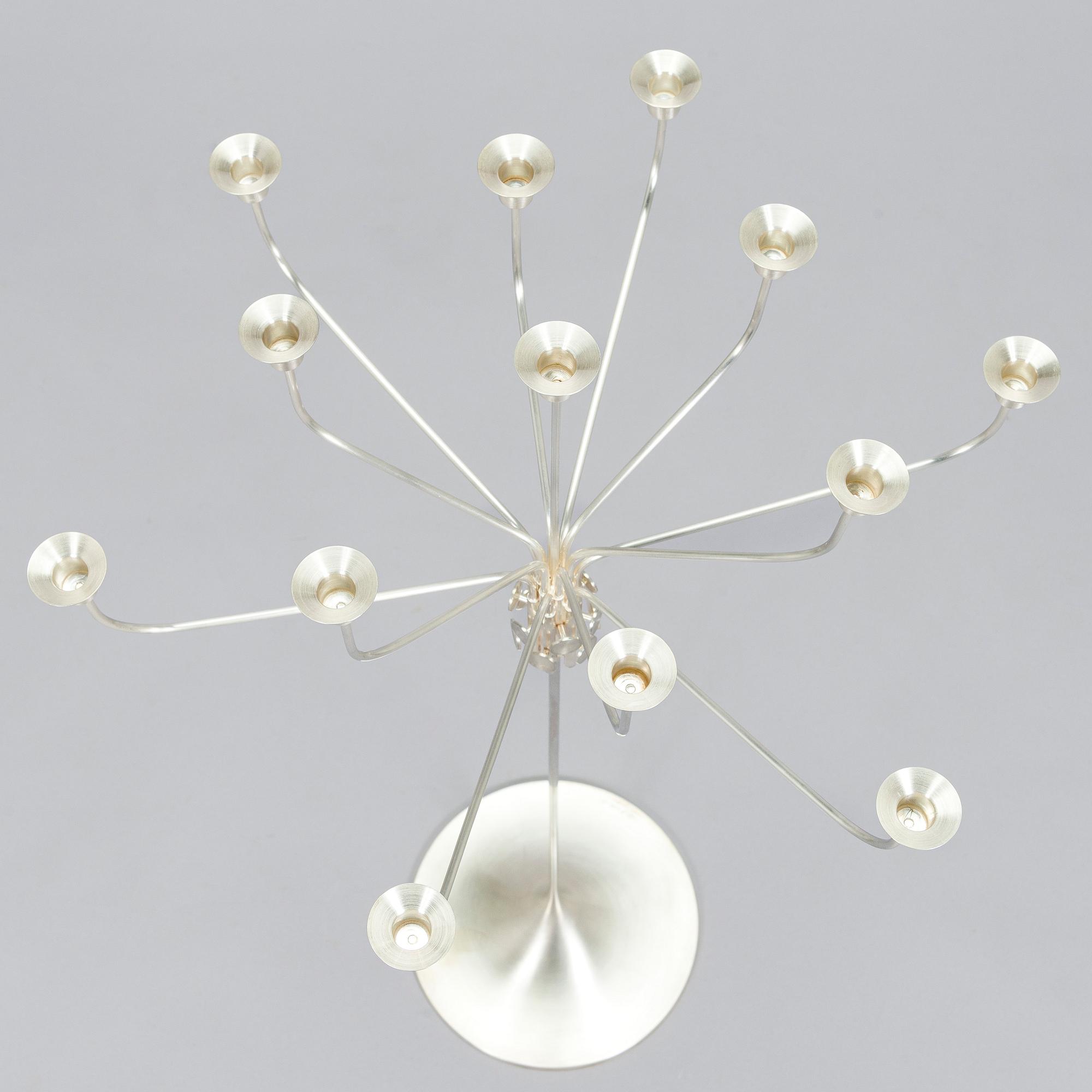 Tapio Wirkkala, a thirteen-candle silver candelabrum, model TW 412, Kultakeskus, Hämeenlinna Finland 2008.