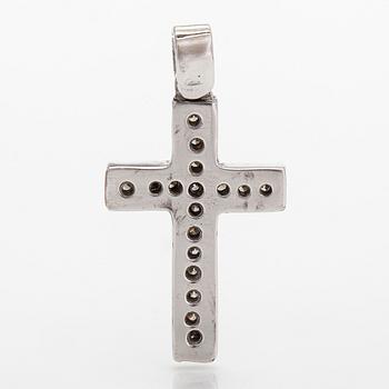 A 14K white gold cross pendant, with diamonds totalling approximately 0.34 ct.