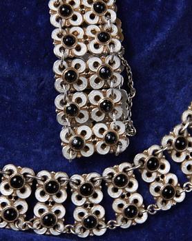 COLLIER samt ARMBAND, sterlingsilver och emalj, Willy Winnaess, David-Andersen, Norge, 1950-tal.
