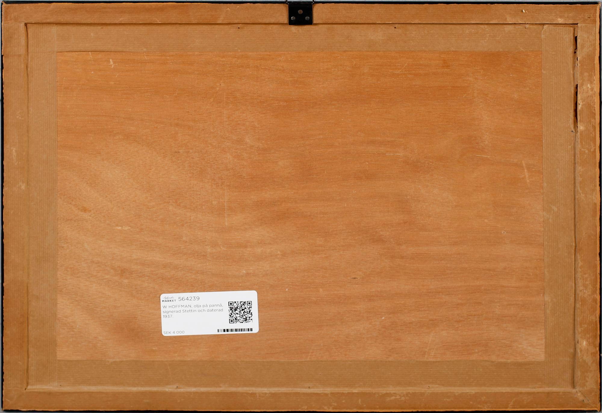 W HOFFMAN, olja på pannå, signerad Stettin och daterad 1937.