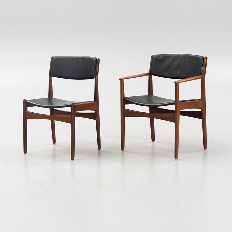 Nine chairs and two armchairs, Frem Røjle, Denmark, 1960's.