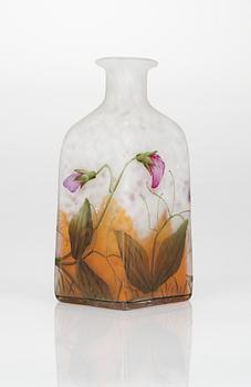 A Daum Art Nouveau etched and enamelled glass vase, Nancy, France.
