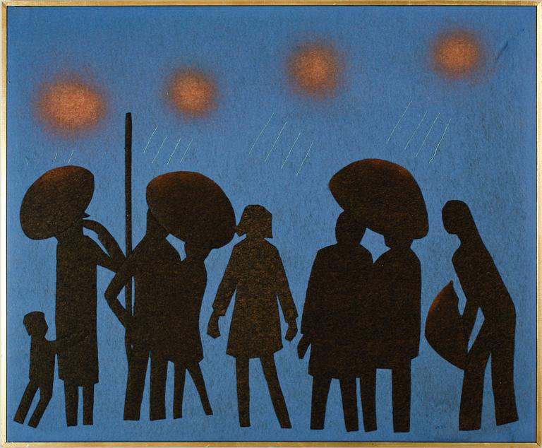 WIBEKE BECK-FRIIS, applikation på filttyg, monogramsign.