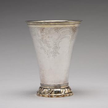 A Swedish 18th century parcel-gilt silver beaker, mark of Jacob Lampa, Stockholm 1775.