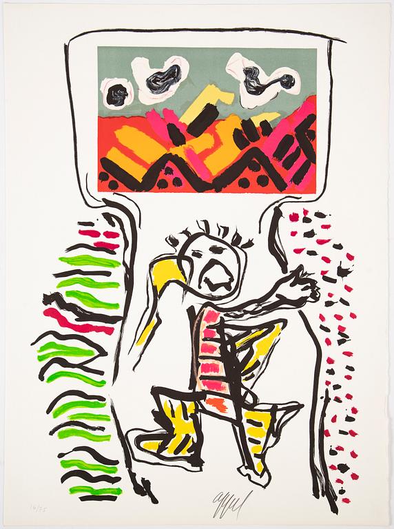 Karel Appel, portfolio with 5 lithographs in colour, "Tantrika 1", 1983, signed 16/75.