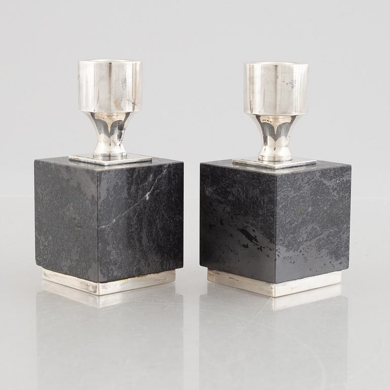 KG Markström's Goldsmiths Ltd, candlesticks, a pair, silver, Uppsala, 1964.