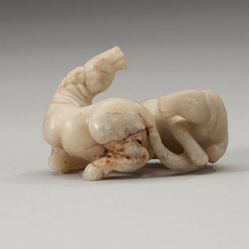 A nephrite figure of horses, China.