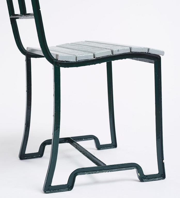 Carl Hörvik, trädgårdsmöbel, bord och ett par stolar, för Stadshotellet Båstad eller Lindgården, Stockholm ca 1927-29.
