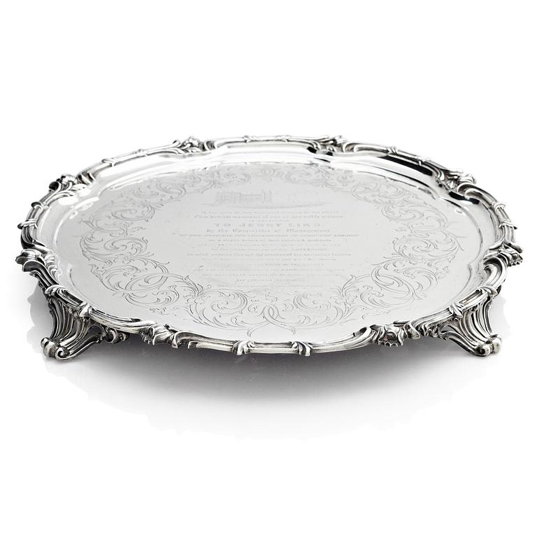 Benjamin Smith III, stor bricka, silver, gåva till Jenny Lind, London 1848.