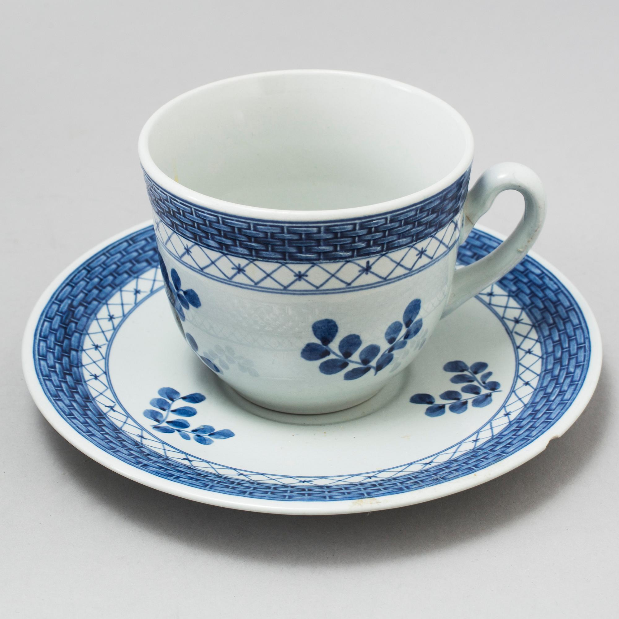 KAFFESERVIS, 10 delar, porslin, "Tranquebar", Aluminia och Royal Copenhagen.
