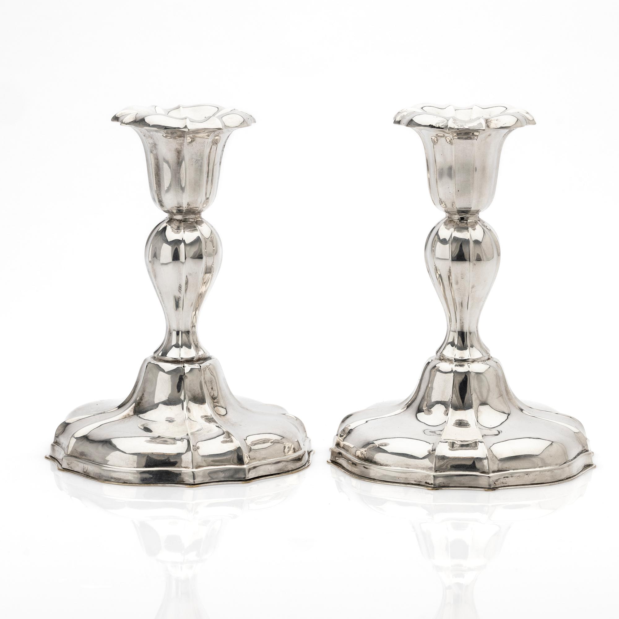 Candelabras, silver, Rococo style, 20th century.
