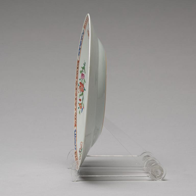 Tallrikar, 12 stycken, kompaniporslin. Qingdynastin, Qianlong (1736-95).
