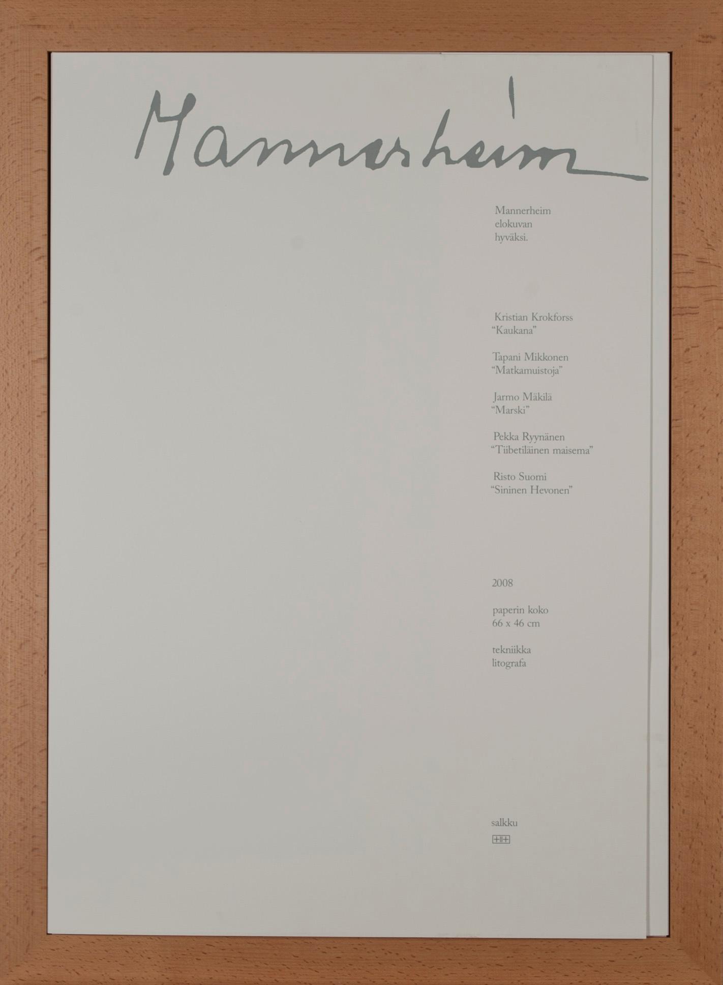 GRAFIKMAPP, "Mannerheim", färglitografier, 5 st, olika konstnärer, sign., dat. 2008/08 och numrerade 45/100.