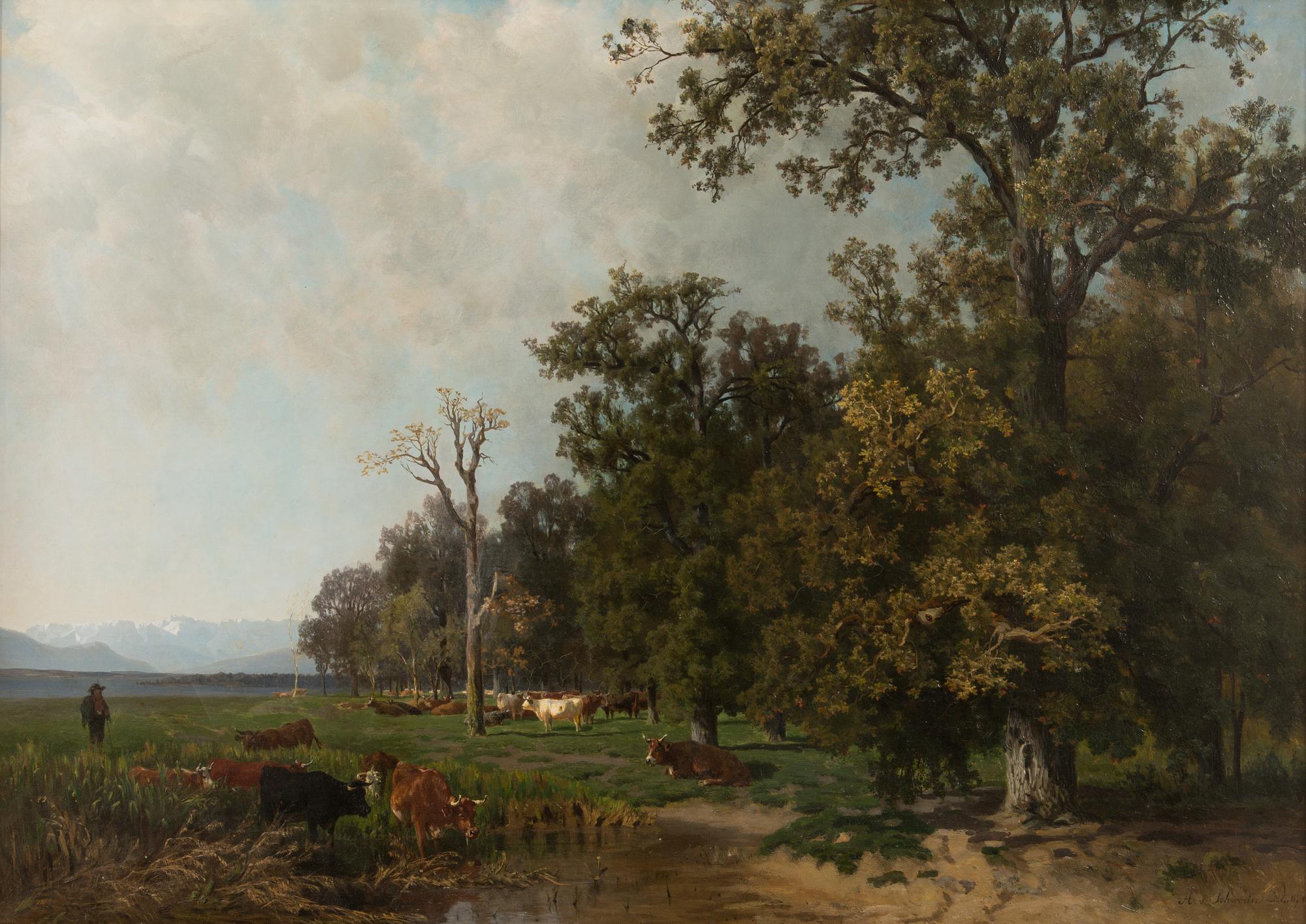 Amalia von Schwerin, oil on canvas, signed and dated 1844.