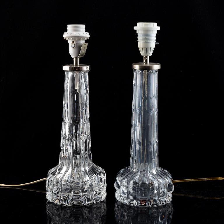 Carl Fagerlund, bordslampor, ett par, Orrefors, 1900-talets andra hälft.