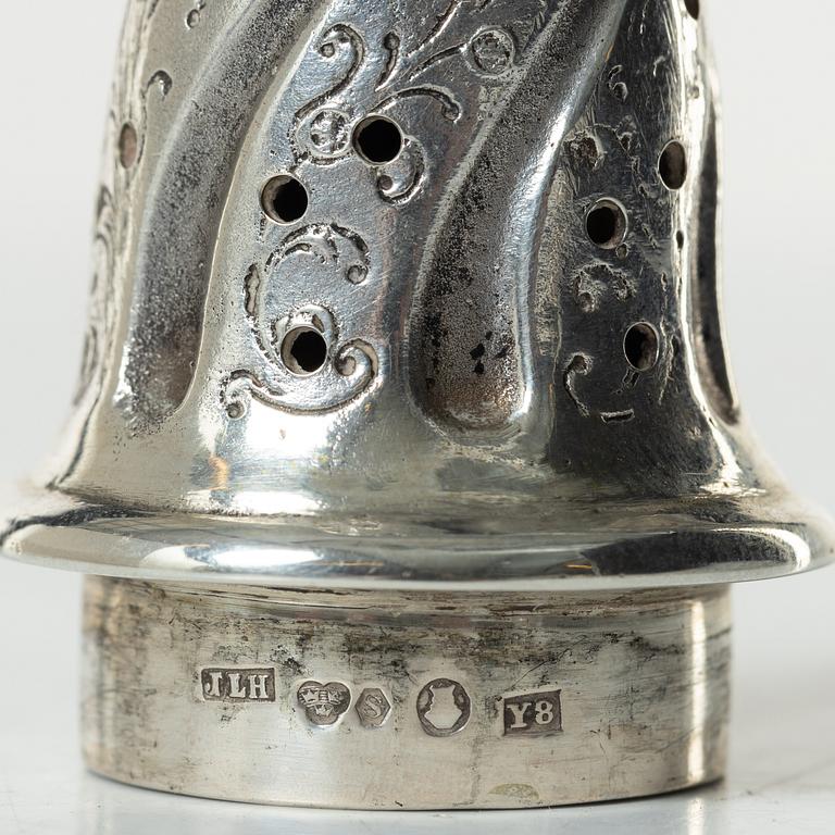 Two silver shakers, including with mark of JL Hultman, Stockholm 1949.