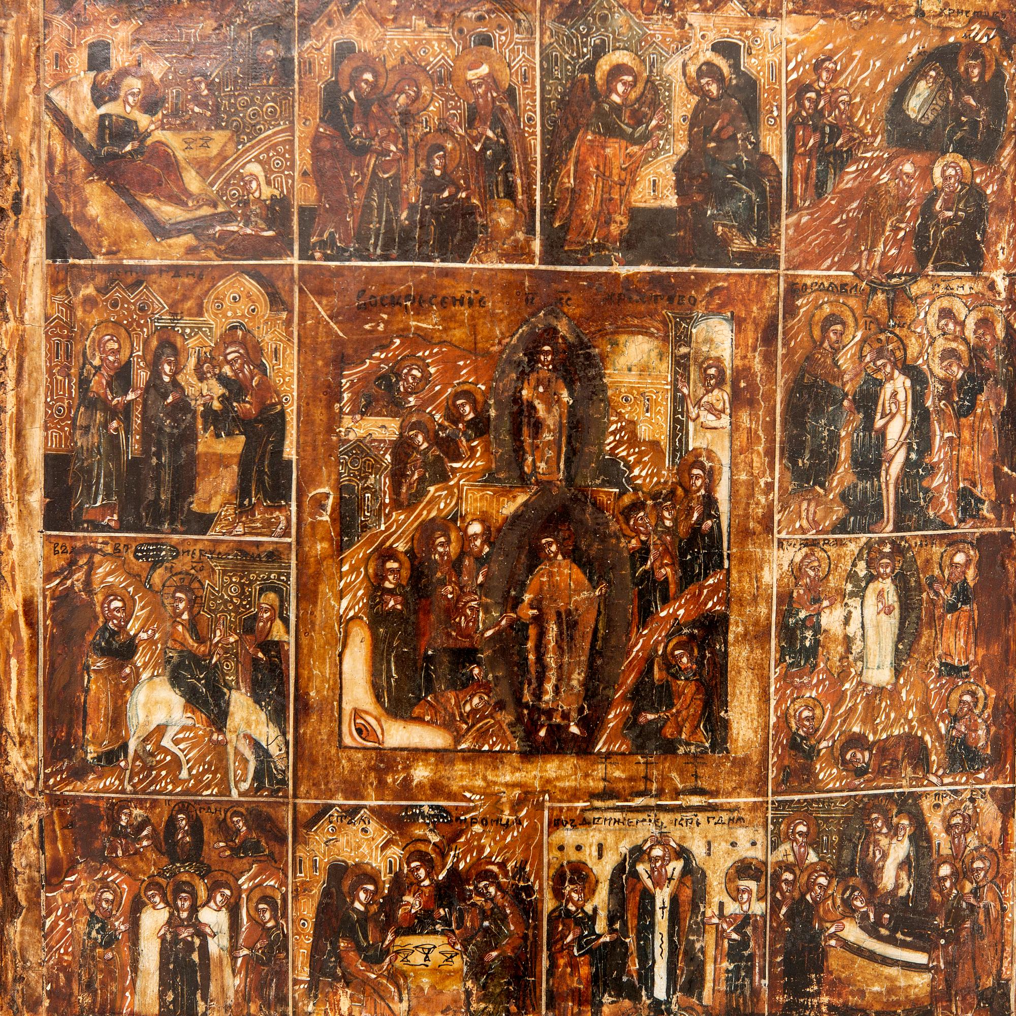 Ikon Ryssland 1700-tal eller äldre tempera på pannå.