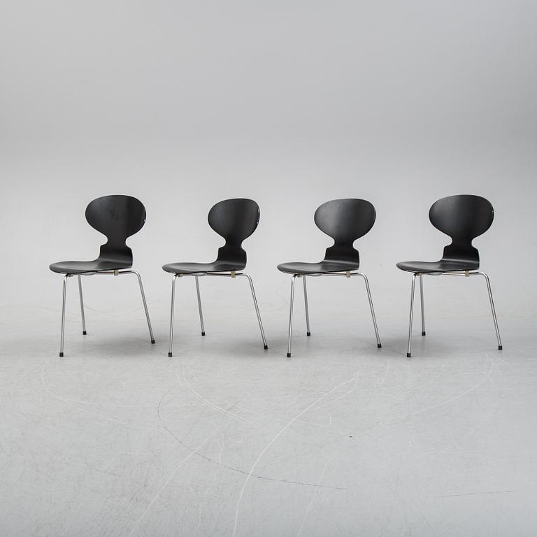 Four 'Ant chairs' by Arne Jacobsen for Fritz Hansen, designed 1952.