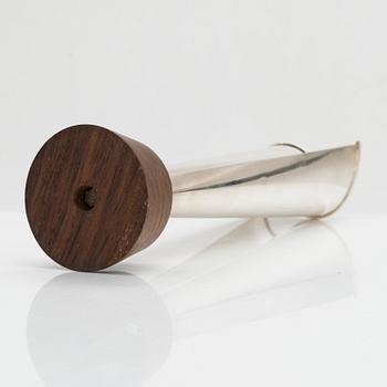 Tapio Wirkkala, a 'Liekki' (Flame) silver vase on a rosewood base, model TW 228, Kultakeskus, Hämeenlinna 1963.