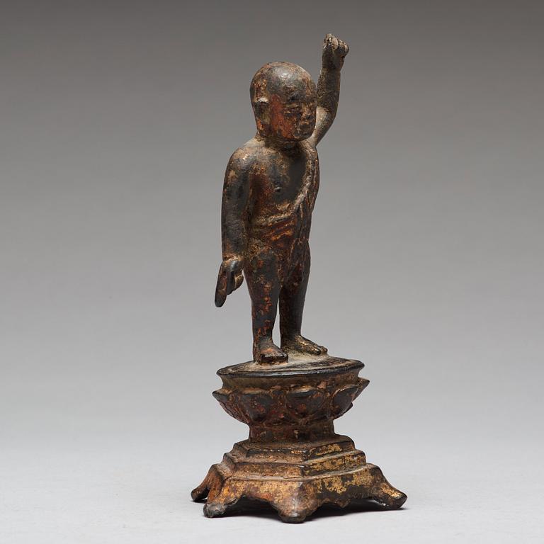 A bronze figure of buddha, Ming dynasty (1368-1644).