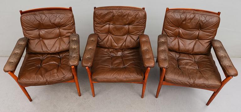 FÅTÖLJER, 3 st, Göte Möbler, Nässjö, 1900-talets andra hälft.