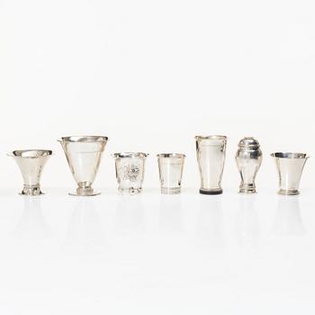 Bägare, 7 st, silver, GAB, 1900-tal.