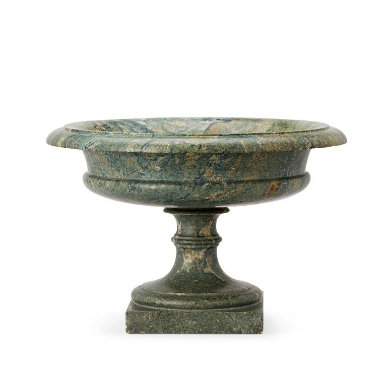 A Swedish Empire 19th century green marble tazza.