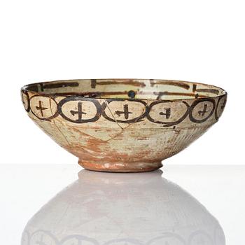 Skål, lergods, Nishapur, nordöstra Persien, 900-1000-tal.