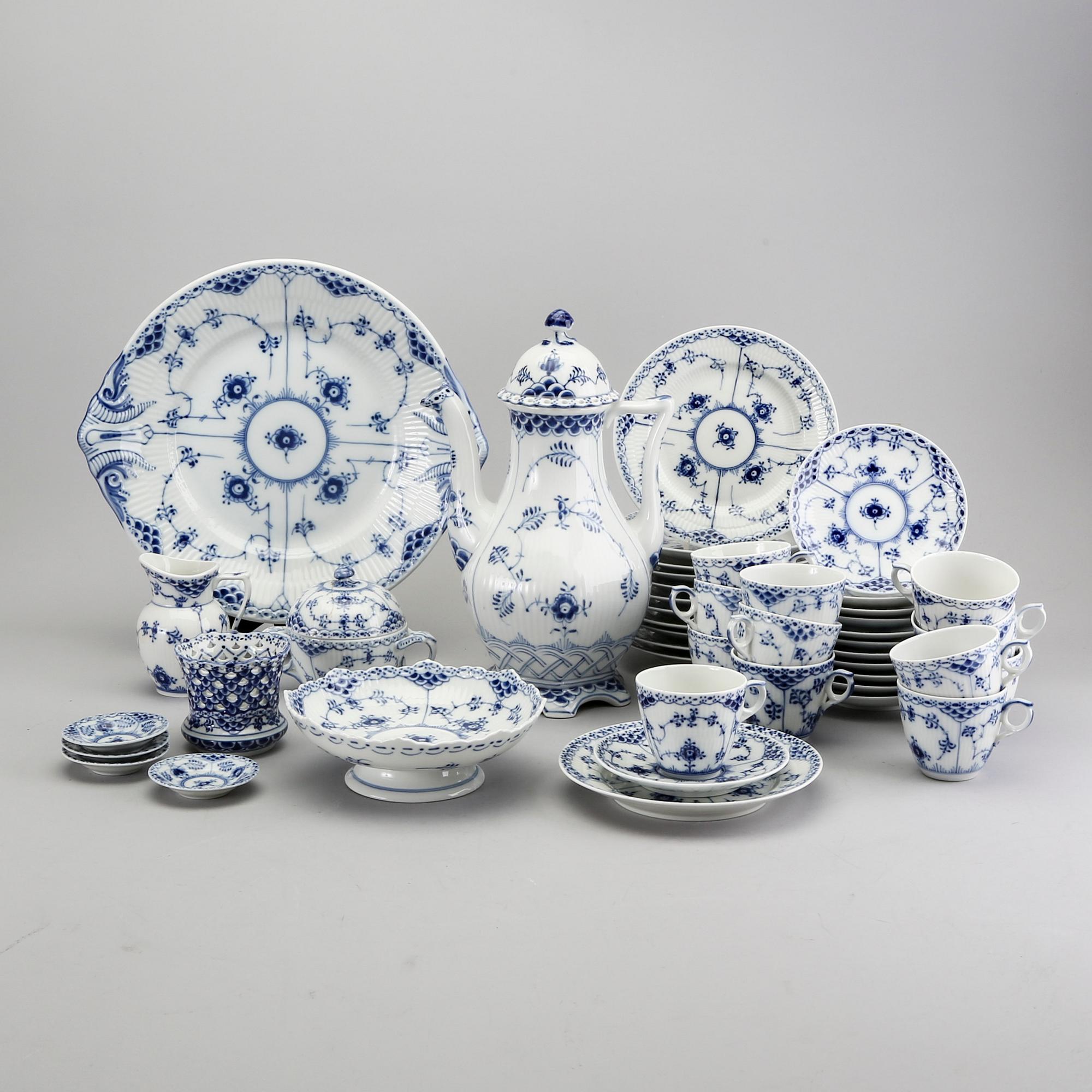 Tableware Blue fluted halvblonde Royal Copenhagen Denmark second half of the 20th century porcelain.
