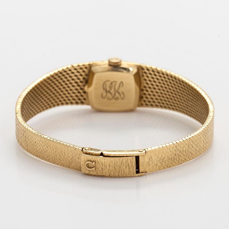 Omega, wristwatch, 18K gold, manual, plexiglass.