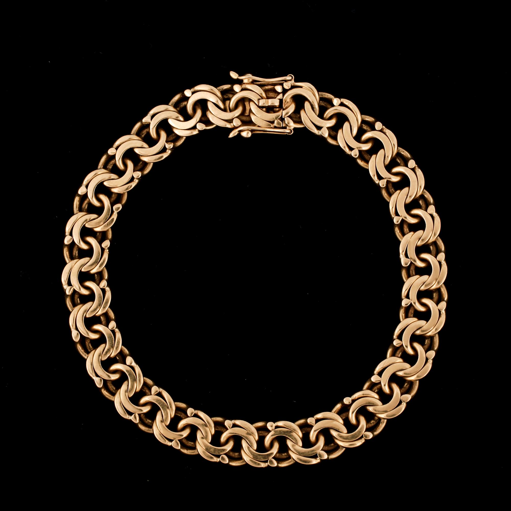 ARMBAND, guld 18k, BI, Stockholm 1948. Vikt ca 32 gram.