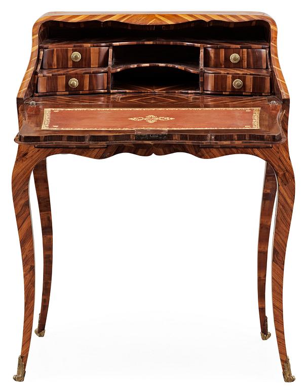 A Louis XV middle 18th Century bureau de pente by Jean-Pierre Latz, signed underneath two times "I P LATZ".