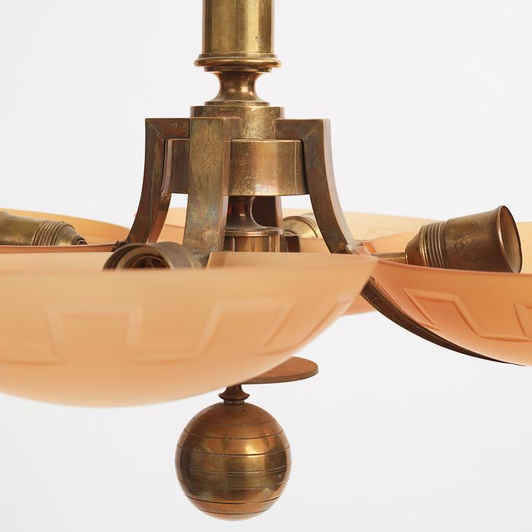 Harald Notini, chandelier, model "10034", Arvid Böhlmarks Lamp Factory, 1930s.