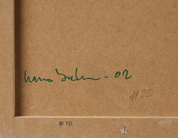 Hans Isaksson, panel, three match cases and a bowl in metal, signed and dated -02.