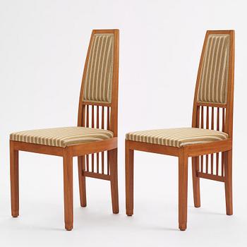 Otto Schulz, a pair of chairs, master carpenter Carl Thorsson, Gothenburg 1912.